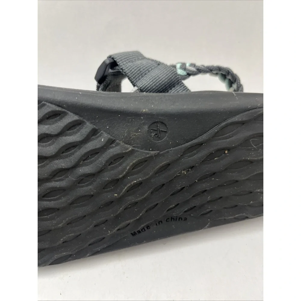 MEGNYA Women's Braided Strap Comfort Sandals Black Aqua Gray Size 7